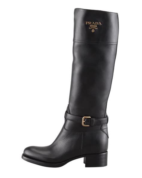 Prada Tall Logo Riding Boot 